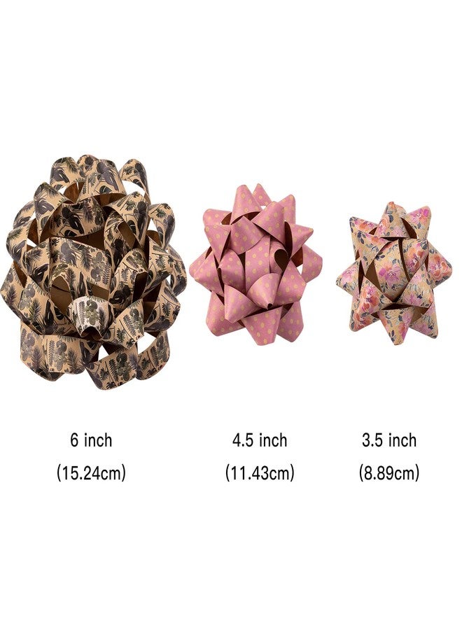 RUSPEPA Kraft Paper Gift Bow Assortment - Flower, Plants and Dot Design for Mother's Day, Holiday, Birthday, Wedding, Baby Shower - Total 15 Bows, 3 Size - Image 2